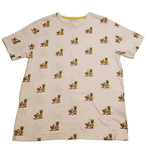 Denim & Flower Pineapple Pizza Shirt Men's size Med Unisex